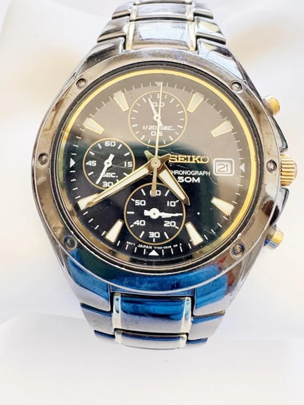 Seiko Chronograph Stainless Steel Watch 6.75”
